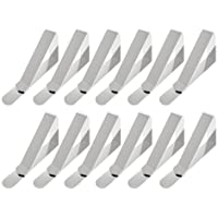 MINGZE 12 Piezas Clips de Mantel de Acero Inoxidable- Pinzas de Mantel- Mesa de Picnic Sujetadores de Mantel- Plata